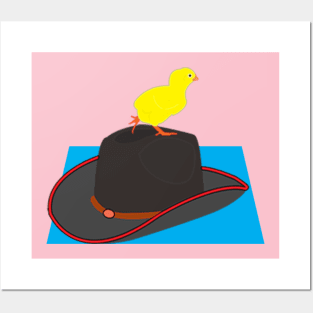 hat and yellow chicken Posters and Art